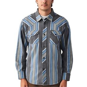 New! Seager Men's XL Amarillo Western Shirt Vintage Black Stripe Canvas Cotton